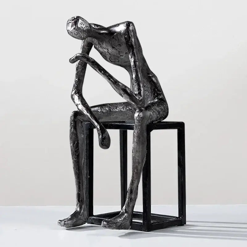 Abstract Thinker Figurine Modern Sitting Sculpture Decor by House Of Avana