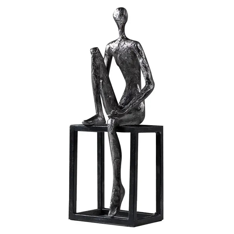 Abstract Thinker Figurine Modern Sitting Sculpture Decor by House Of Avana