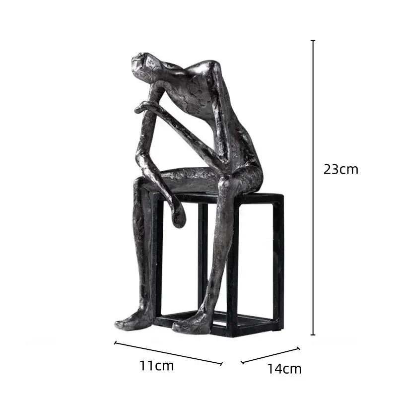 Abstract Thinker Figurine Modern Sitting Sculpture Decor by House Of Avana