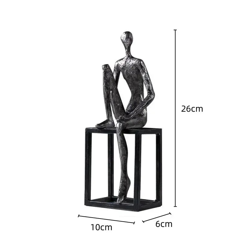Abstract Thinker Figurine Modern Sitting Sculpture Decor by House Of Avana
