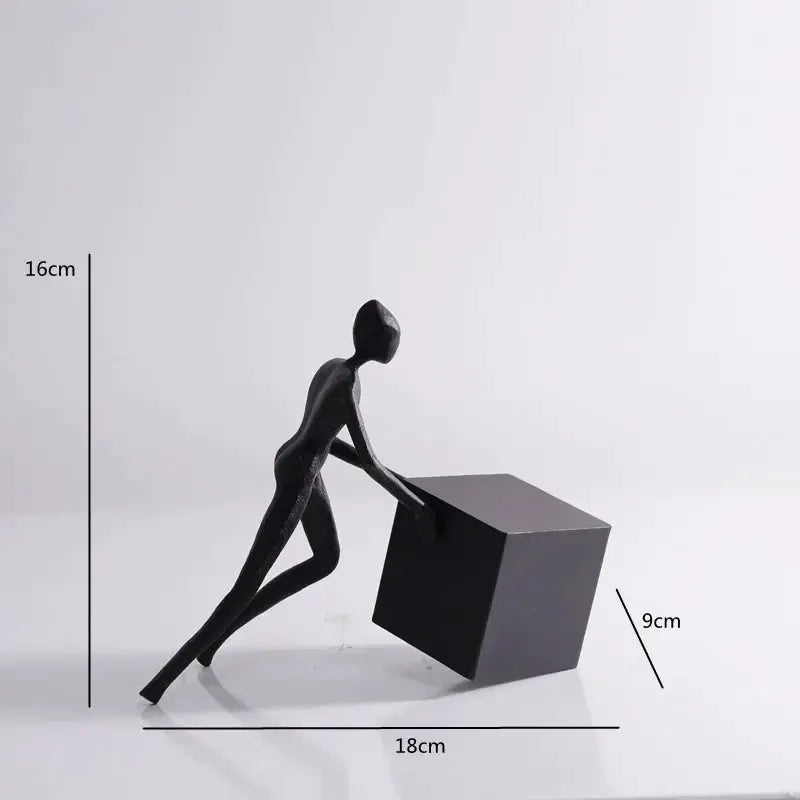 Abstract Iron Figurine Matte Black Cube Sculpture for Your Home Decor by House Of Avana