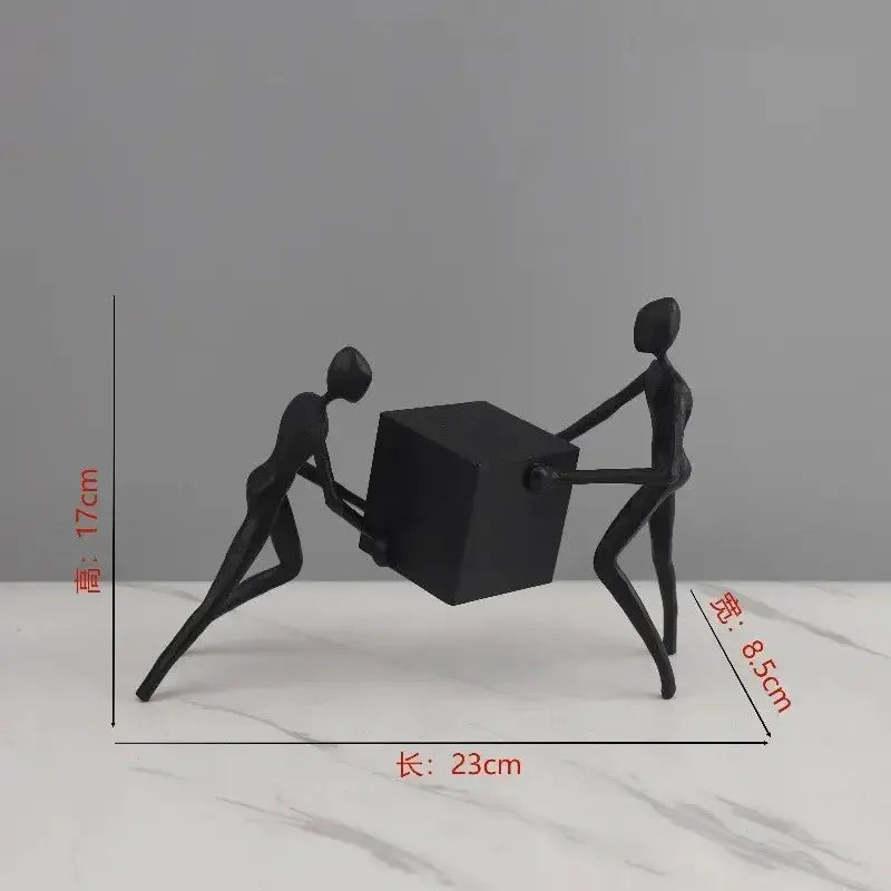 Abstract Iron Figurine Matte Black Cube Sculpture for Your Home Decor by House Of Avana