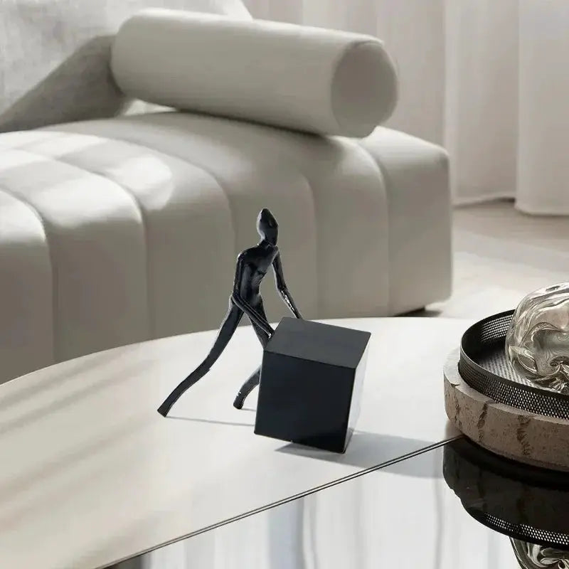 Abstract Iron Figurine Matte Black Cube Sculpture for Your Home Decor by House Of Avana