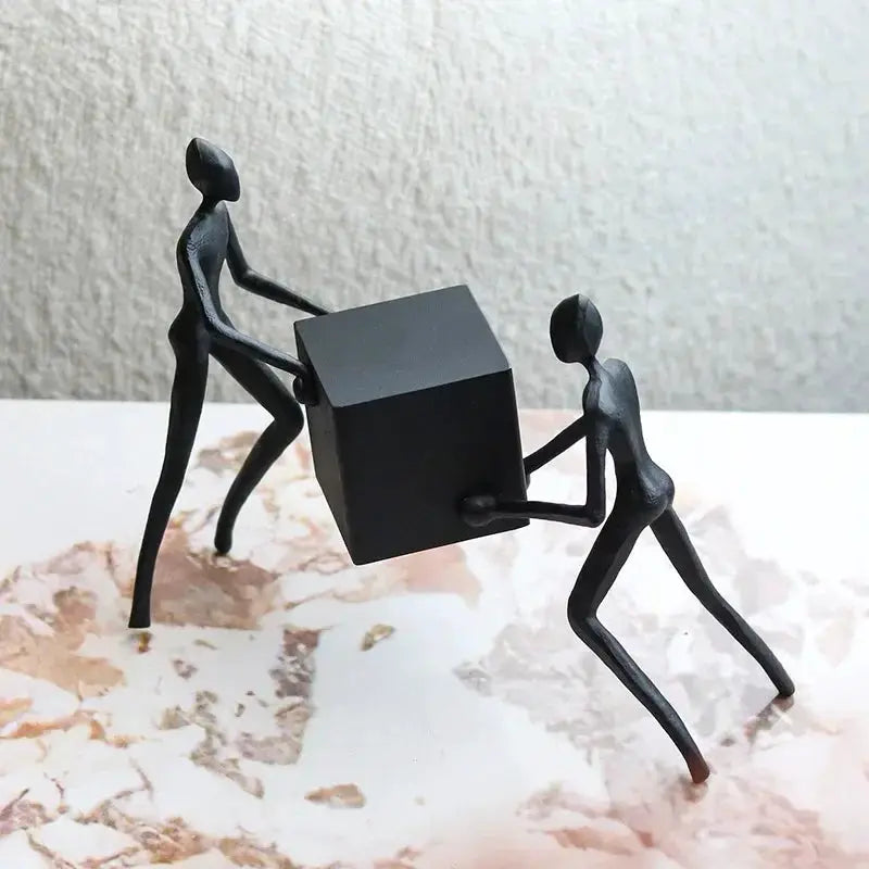 Abstract Iron Figurine Matte Black Cube Sculpture for Your Home Decor by House Of Avana