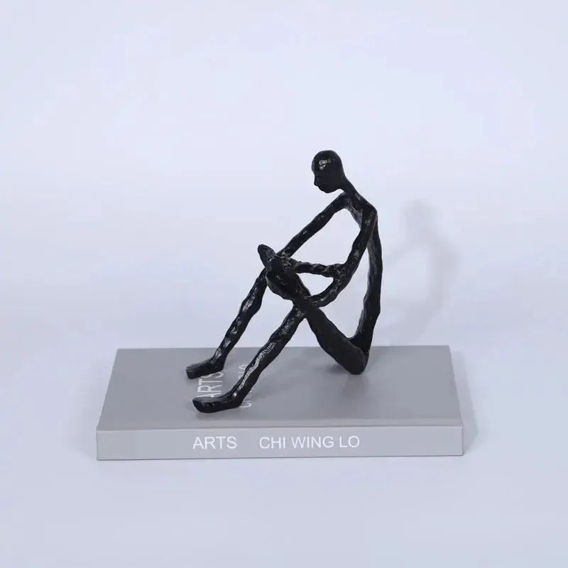 Modern Abstract Seated Thinker Sculpture for Minimalist Home Decor by House Of Avana