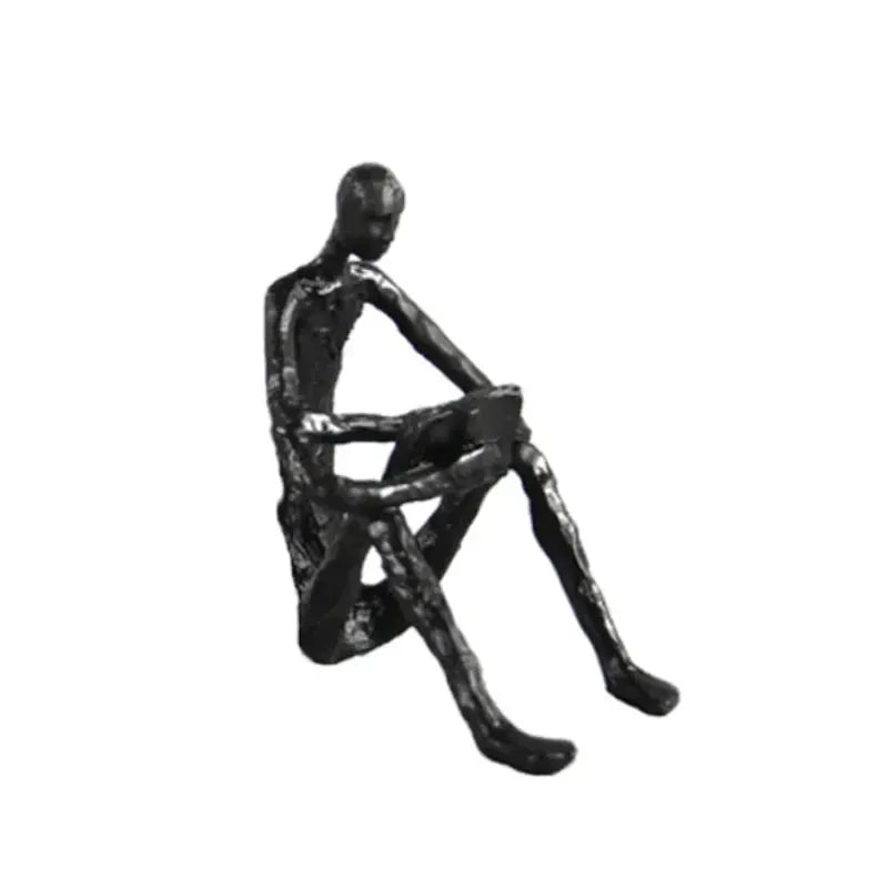 Modern Abstract Seated Thinker Sculpture for Minimalist Home Decor by House Of Avana