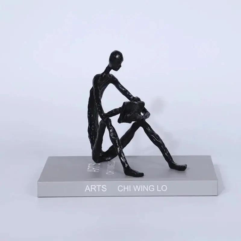Modern Abstract Seated Thinker Sculpture for Minimalist Home Decor by House Of Avana