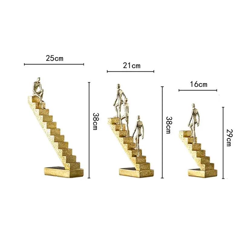 Modern Golden Staircase Climbing Human Sculpture | Luxury Resin Table Decor by House Of Avana