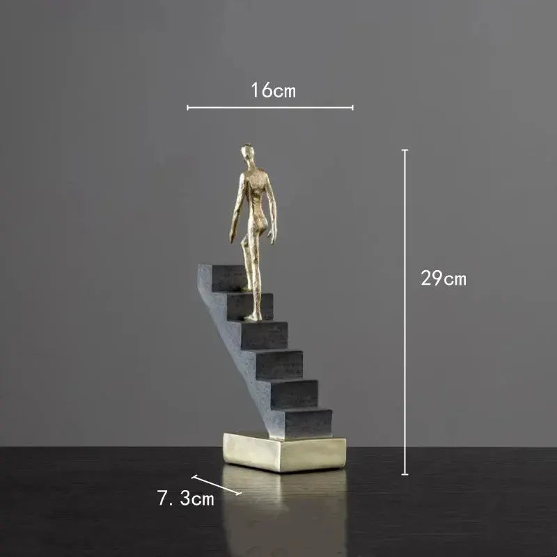 Modern Golden Staircase Climbing Human Sculpture | Luxury Resin Table Decor by House Of Avana
