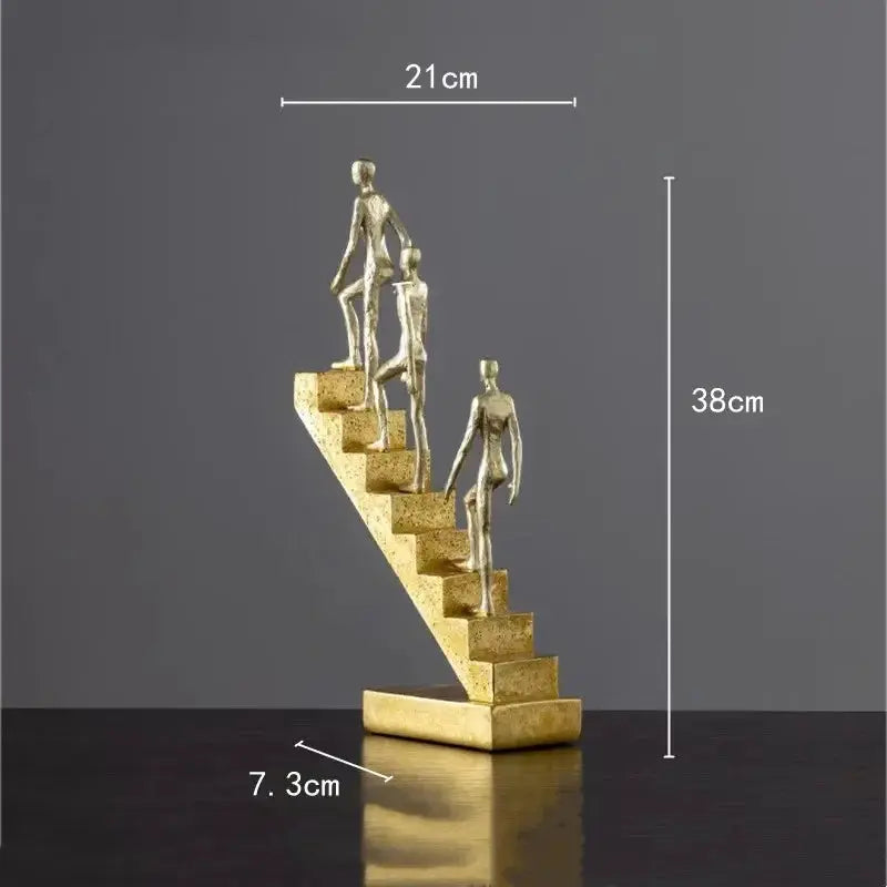 Modern Golden Staircase Climbing Human Sculpture | Luxury Resin Table Decor by House Of Avana