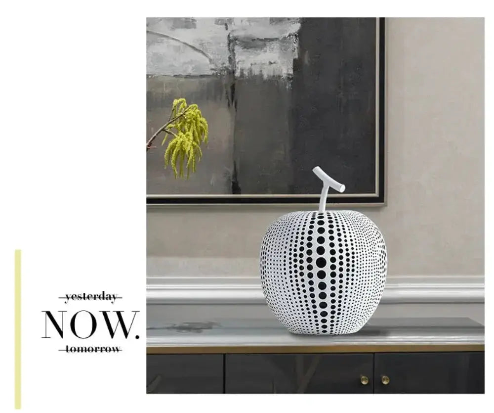 Modern Decorative Fruit Sculpture in Black & White by House Of Avana
