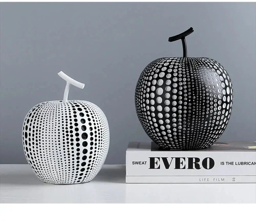Modern Decorative Fruit Sculpture in Black & White by House Of Avana