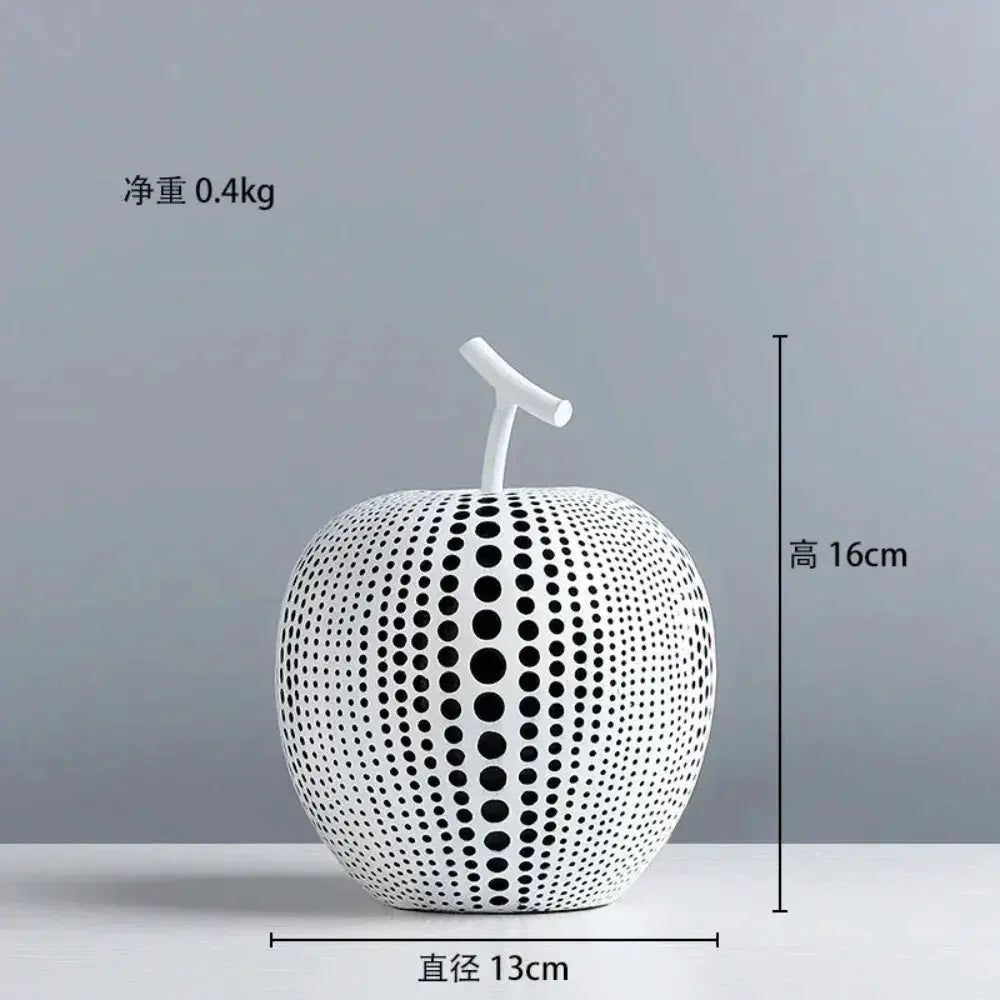 Modern Decorative Fruit Sculpture in Black & White by House Of Avana