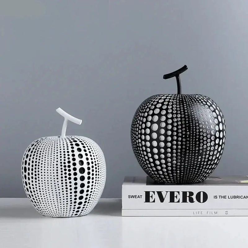 Modern Decorative Fruit Sculpture in Black & White by House Of Avana