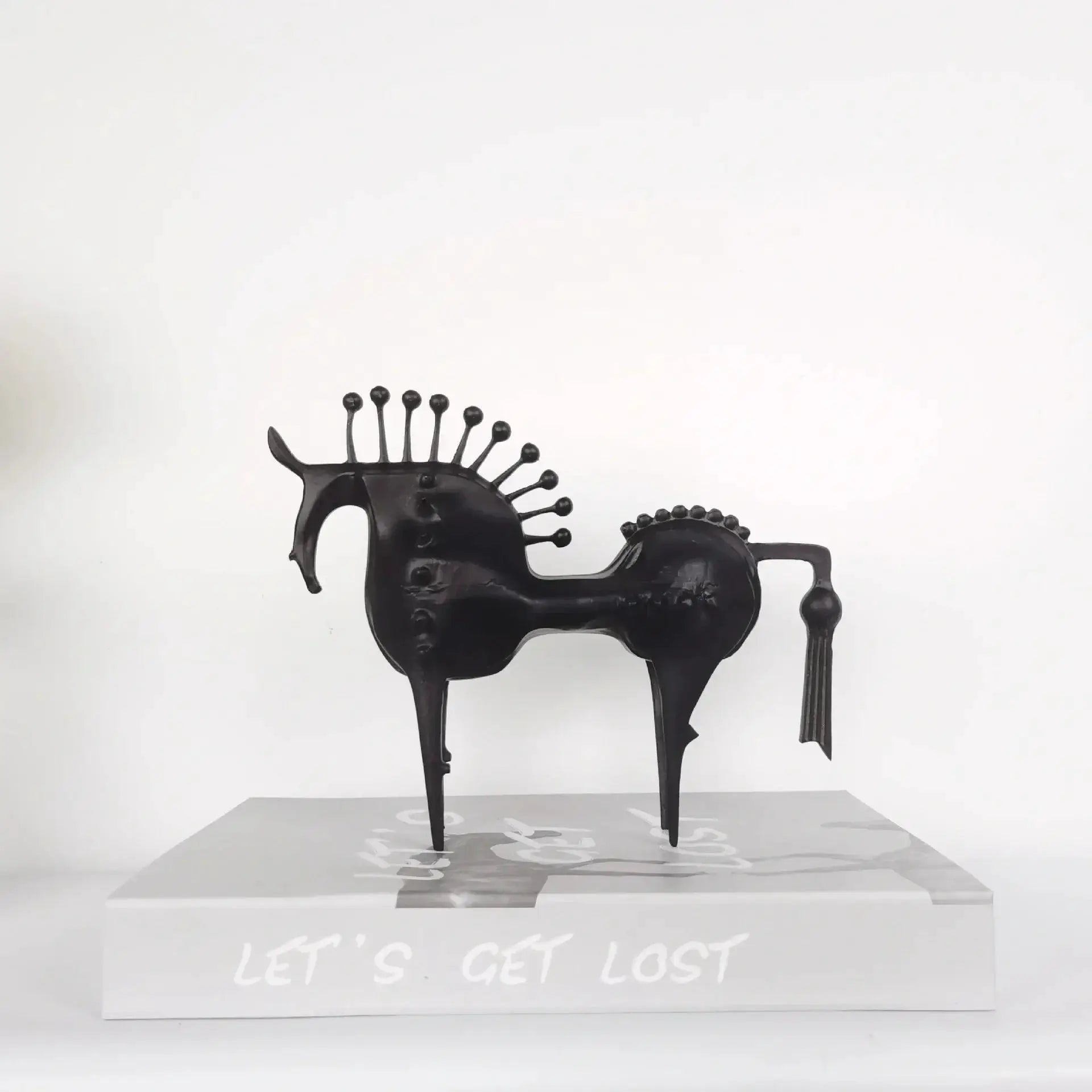 Abstract Horse Sculpture Matte Black Iron Decor for Your Modern Home by House Of Avana