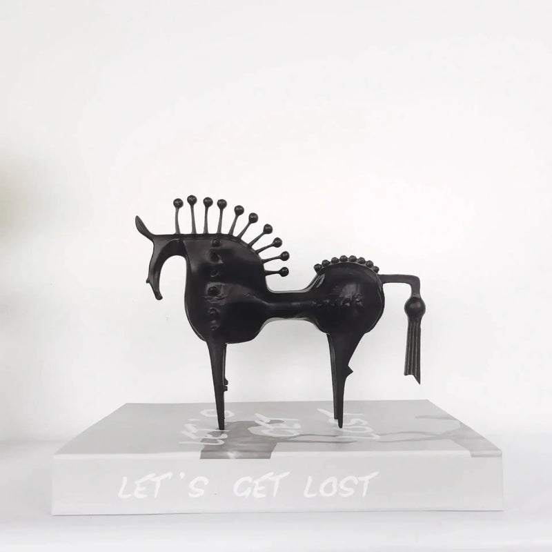 Abstract Horse Sculpture Matte Black Iron Decor for Your Modern Home by House Of Avana