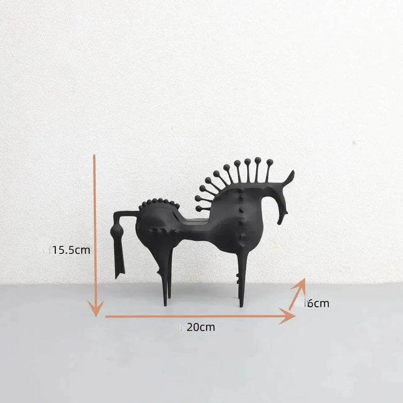 Abstract Horse Sculpture Matte Black Iron Decor for Your Modern Home by House Of Avana