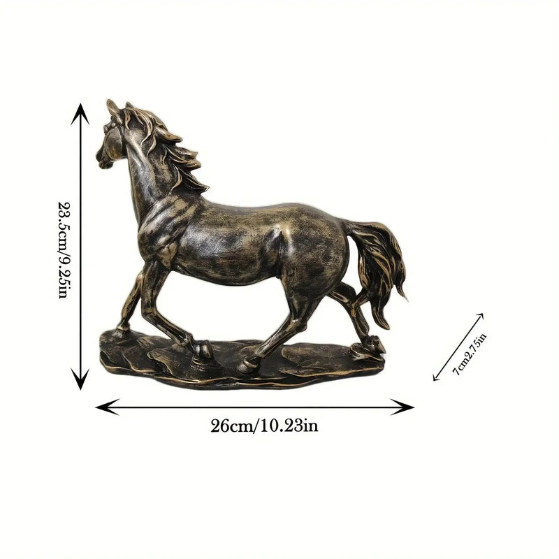 Running Horse Figurine Antique Bronze Table Decor by House Of Avana