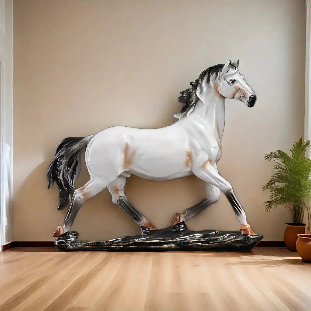 Running Horse Figurine Antique Bronze Table Decor by House Of Avana