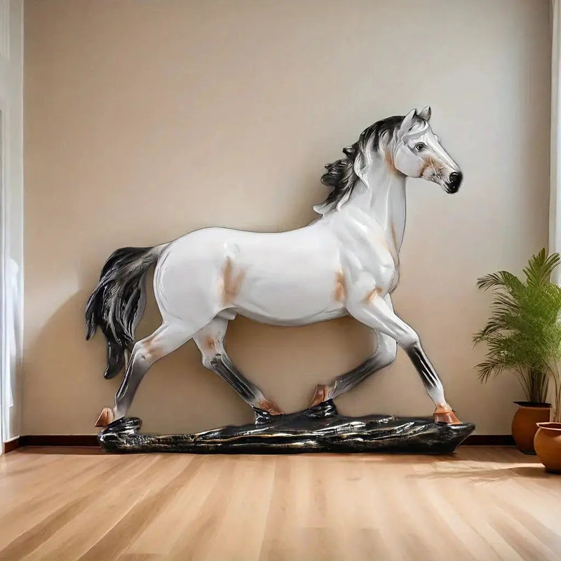 Running Horse Figurine Antique Bronze Table Decor by House Of Avana