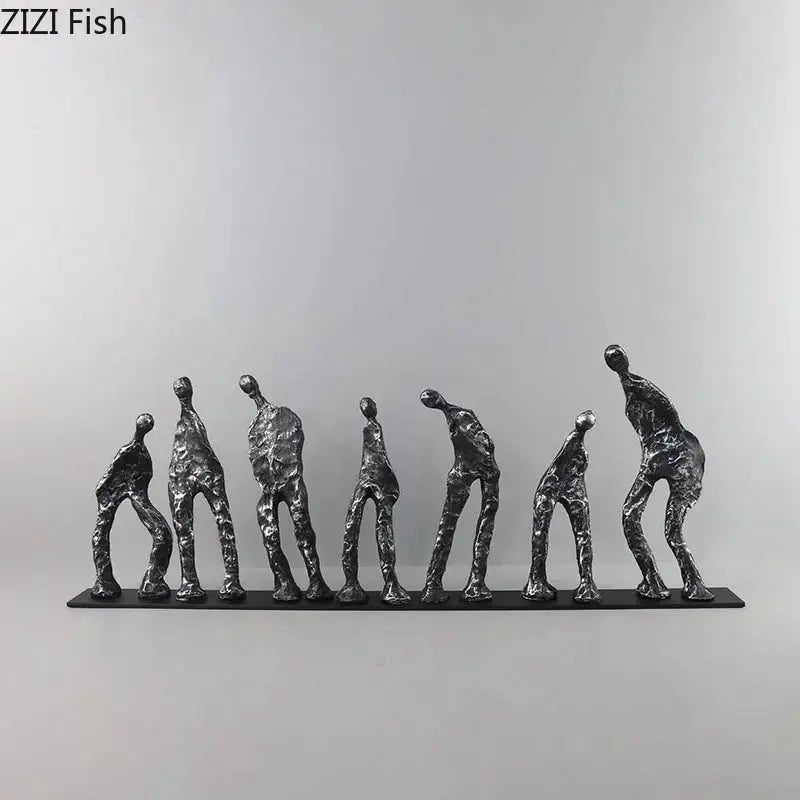Abstract Human Figures Sculpture Black Cast Iron by House Of Avana
