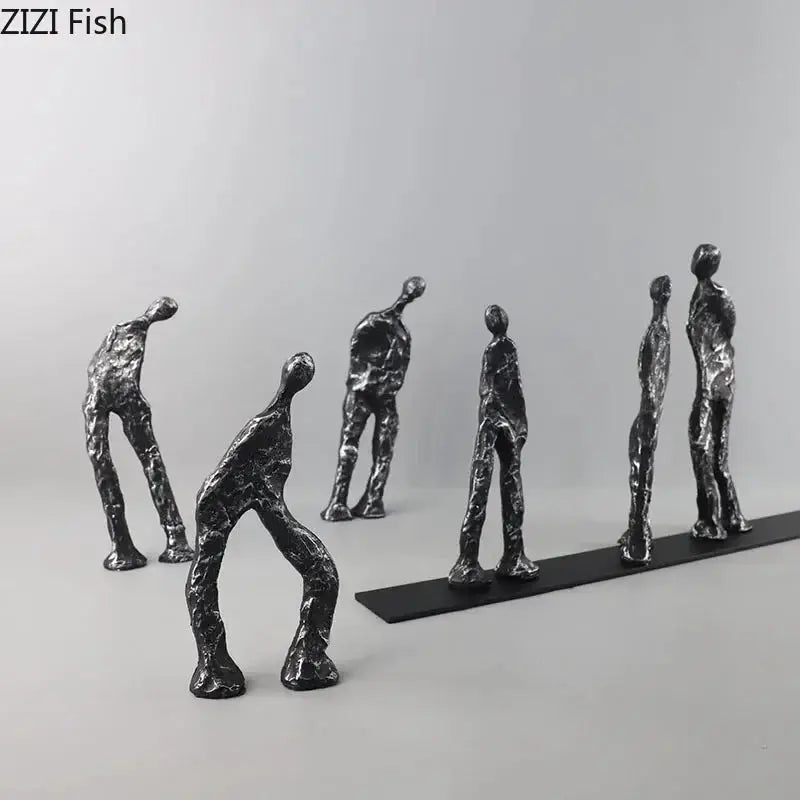 Abstract Human Figures Sculpture Black Cast Iron by House Of Avana