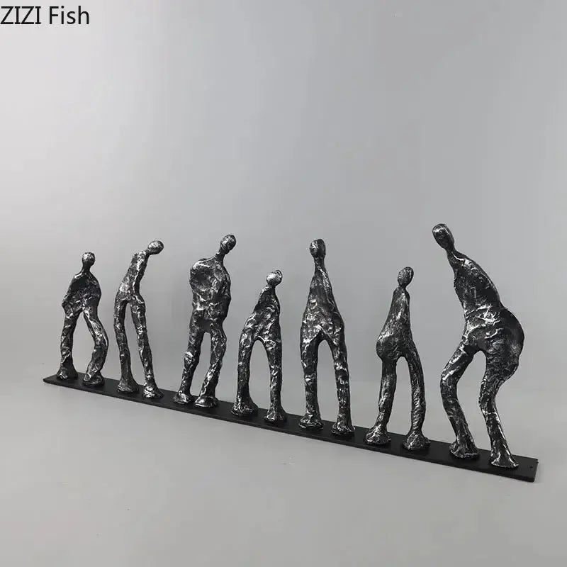 Abstract Human Figures Sculpture Black Cast Iron by House Of Avana