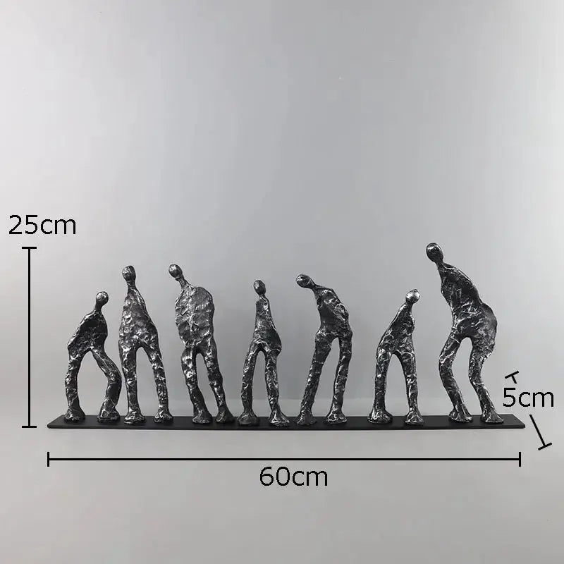 Abstract Human Figures Sculpture Black Cast Iron by House Of Avana
