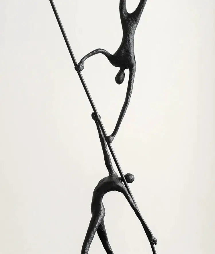 Abstract Acrobatic Sculpture Black with Silver Sphere for Modern Homes by House Of Avana