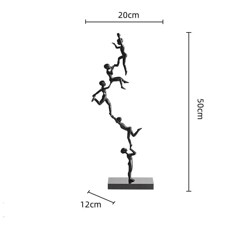 Abstract Acrobatic Sculpture Black with Silver Sphere for Modern Homes by House Of Avana