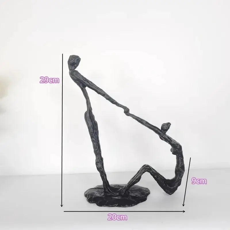 Abstract Iron Dancer Sculpture Matte Black Hammered for Your Home by House Of Avana