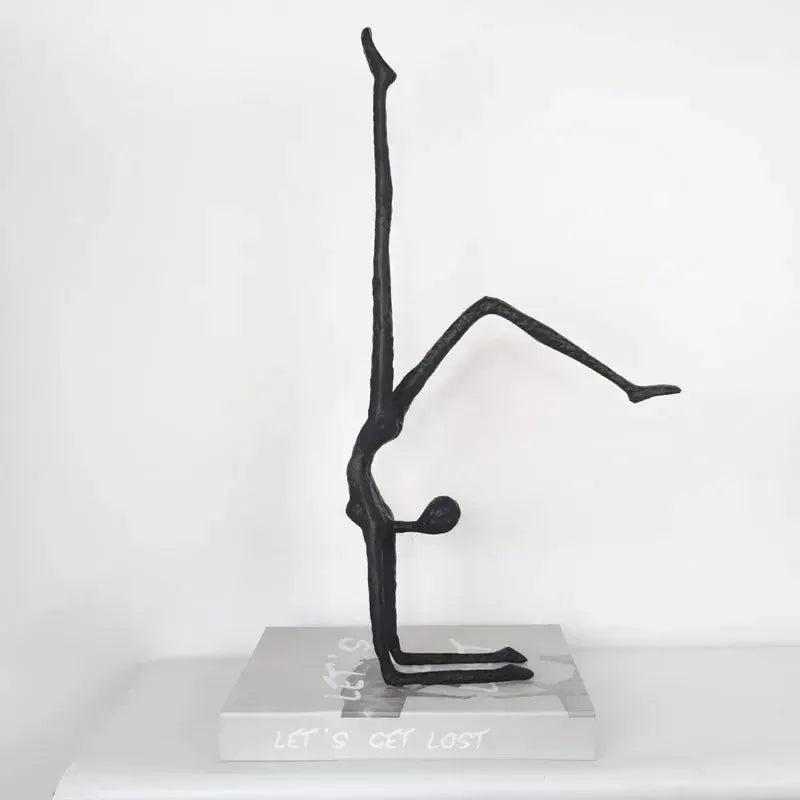 Abstract Iron Dancer Sculpture Matte Black Hammered for Your Home by House Of Avana