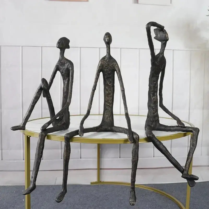 Large Abstract Sitting Human Sculpture Modern Metal Figurine by House Of Avana