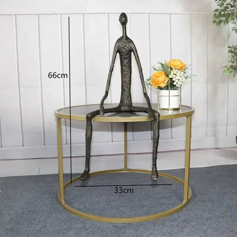 Large Abstract Sitting Human Sculpture Modern Metal Figurine by House Of Avana