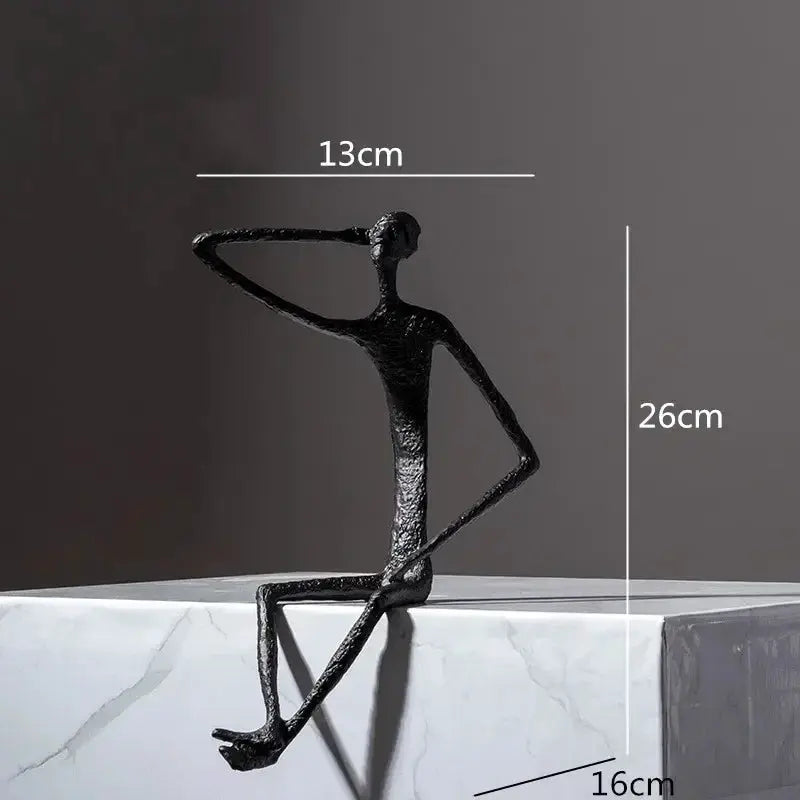 Large Abstract Sitting Human Sculpture Modern Metal Figurine by House Of Avana