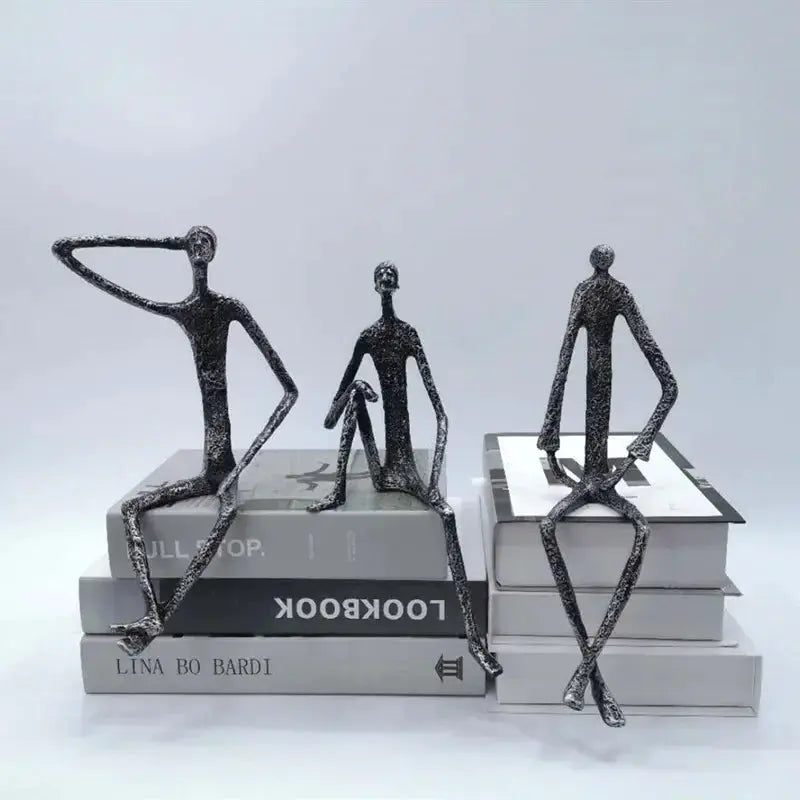Large Abstract Sitting Human Sculpture Modern Metal Figurine by House Of Avana