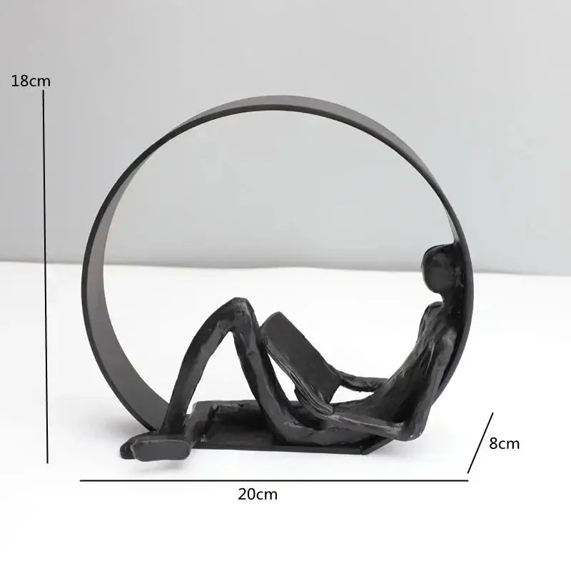 Modern Reading Gentleman Figurine Sculpture for Home Decor by House Of Avana