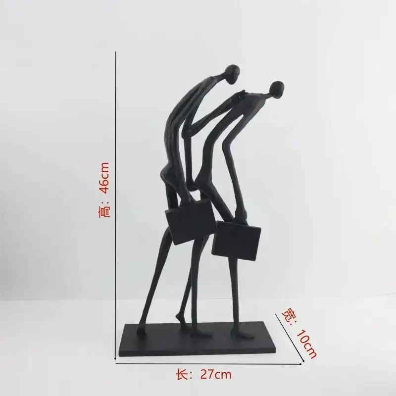 Abstract Walking Figures Sculpture with Gold Briefcases for Your Home by House Of Avana