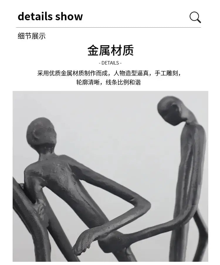 Abstract Walking Figures Sculpture with Gold Briefcases for Your Home by House Of Avana