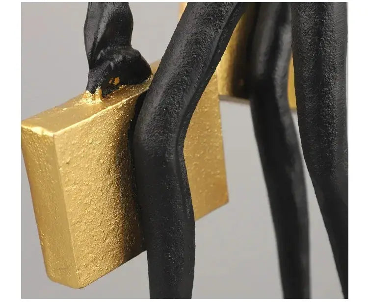 Abstract Walking Figures Sculpture with Gold Briefcases for Your Home by House Of Avana