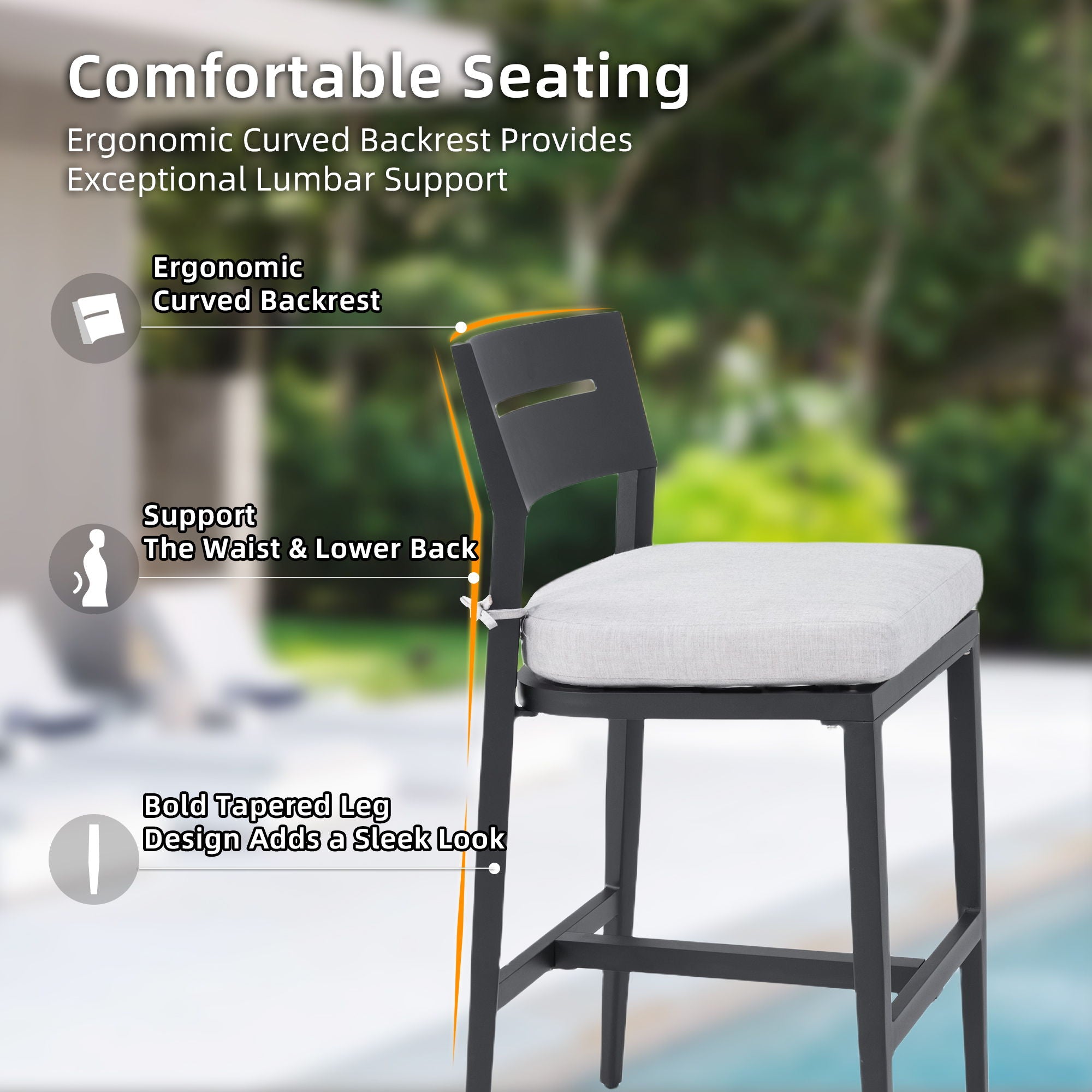 Modern Outdoor Bar Stools With Backrest And Footrest (Set of 2) by HouseOfZazla