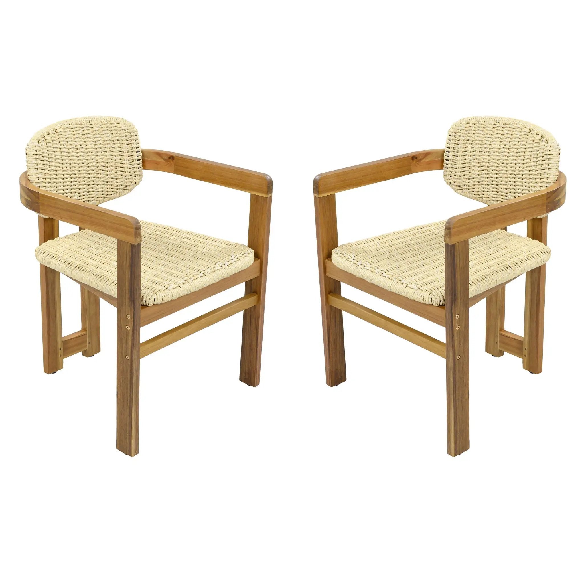 Outdoor Accent Armchairs For Patio (Set of 2) - Natural / Teak by HouseOfZazla
