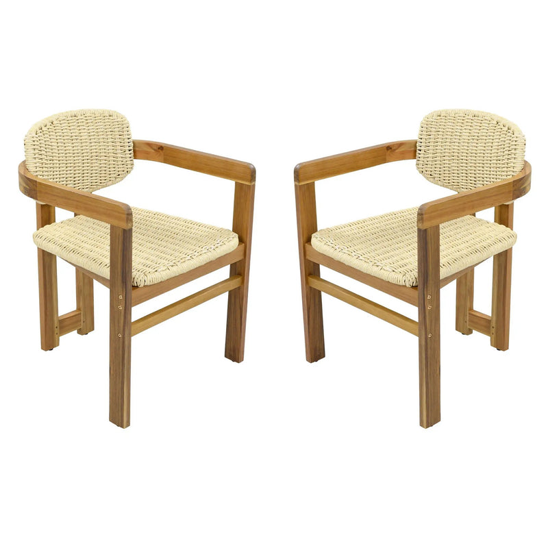 Outdoor Accent Armchairs For Patio (Set of 2) - Natural / Teak by HouseOfZazla