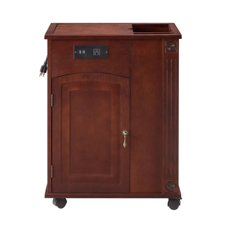 Traditional End Table With Charging Station, Narrow Side Table With USB Ports And Outlets - Red Walnut by HouseOfZazla