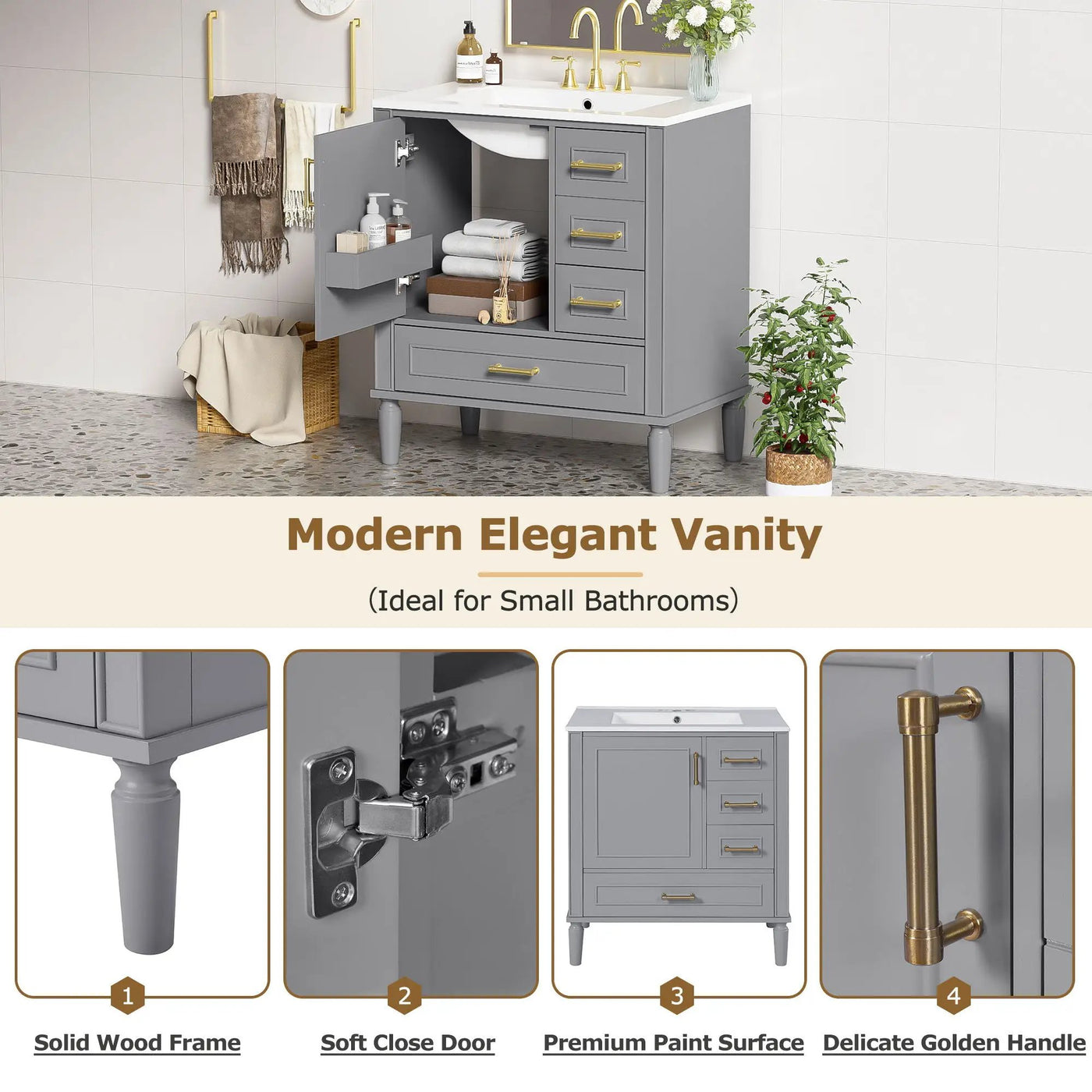 Traditional Bathroom Vanity Set With Soft Close Doors by Unique Piece Furniture