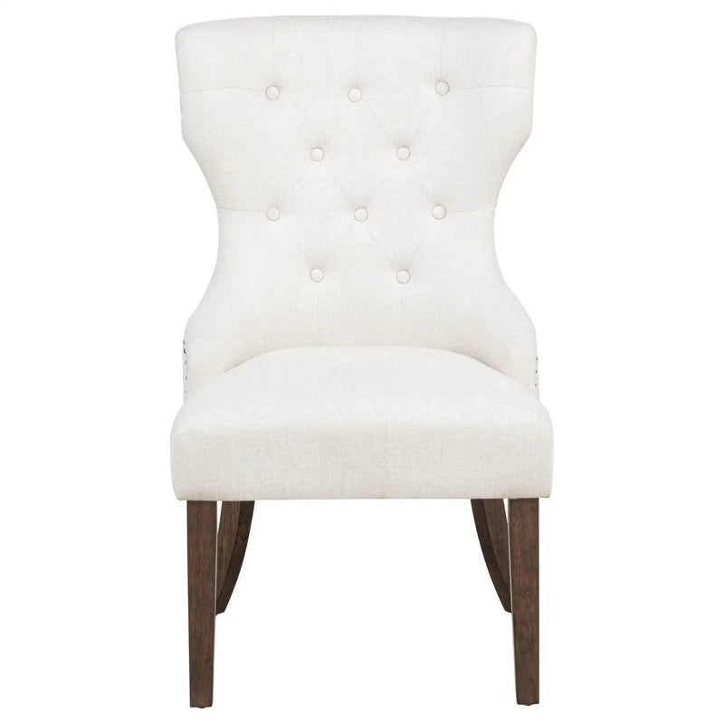 Baney Fabric Upholstered Dining Side Chair Cream and Dark Oak by Unique Piece Furniture
