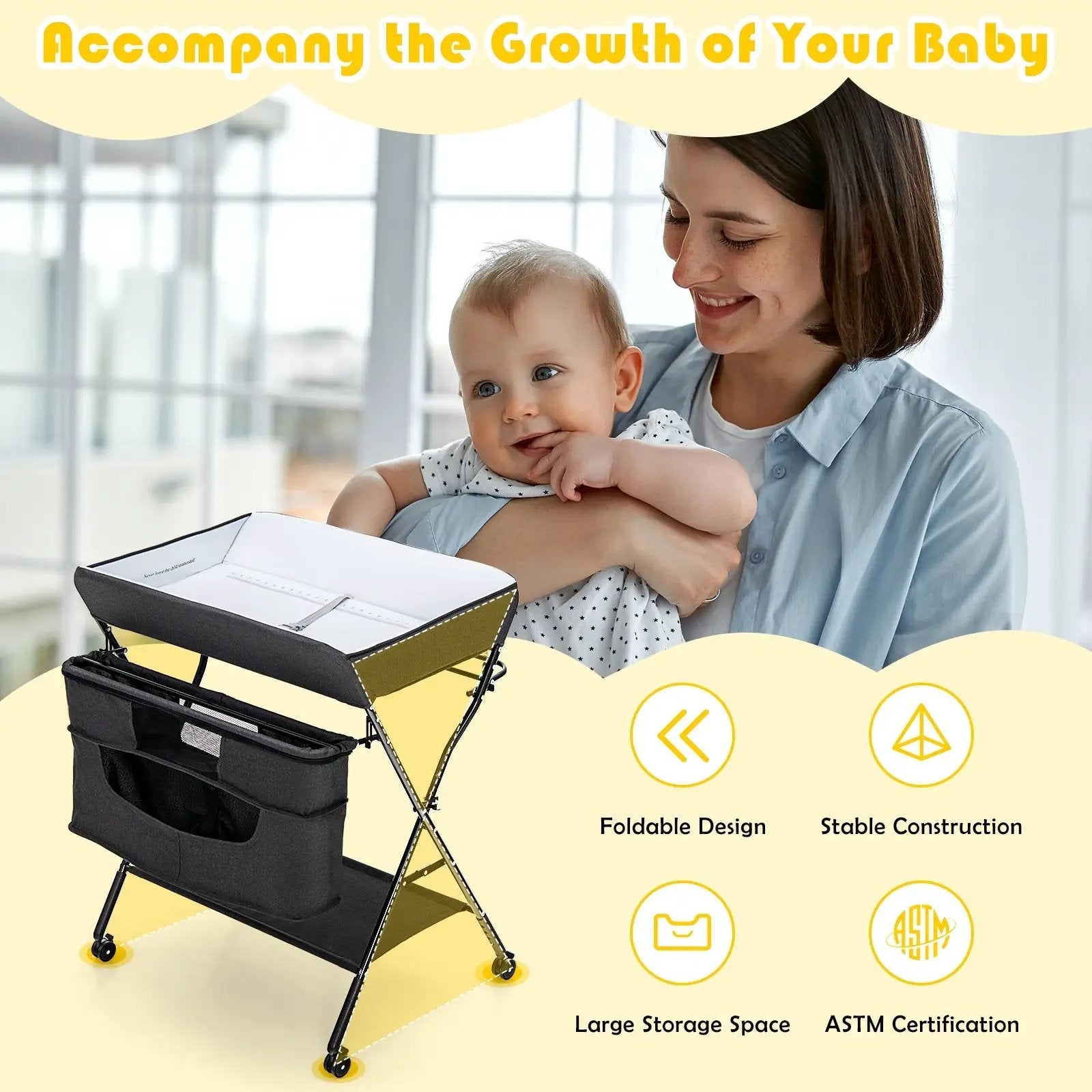 Portable Adjustable Height Newborn Nursery Organizer with by DirectDeals