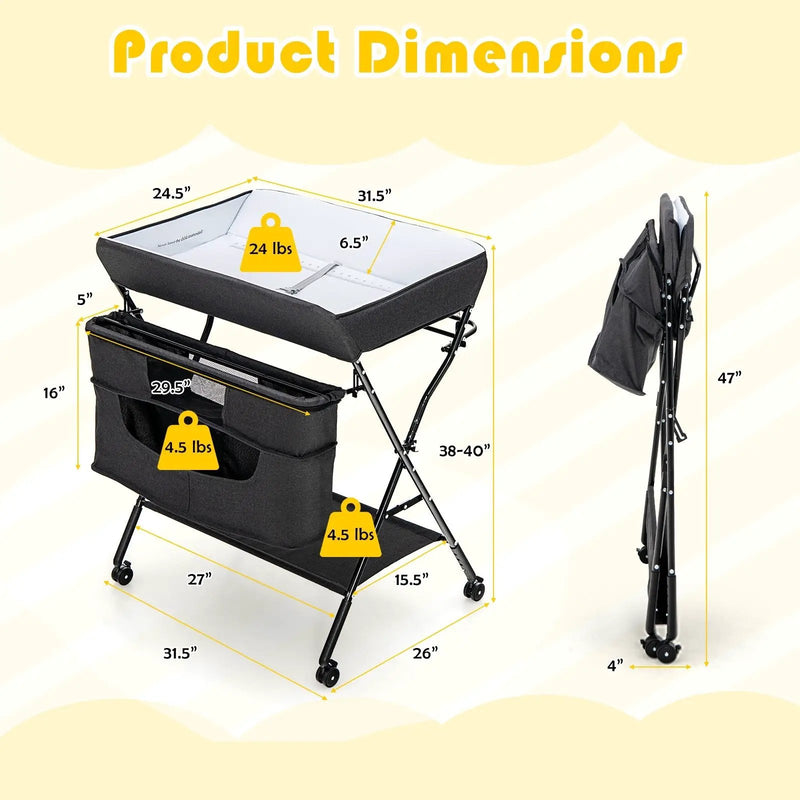 Portable Adjustable Height Newborn Nursery Organizer with by DirectDeals