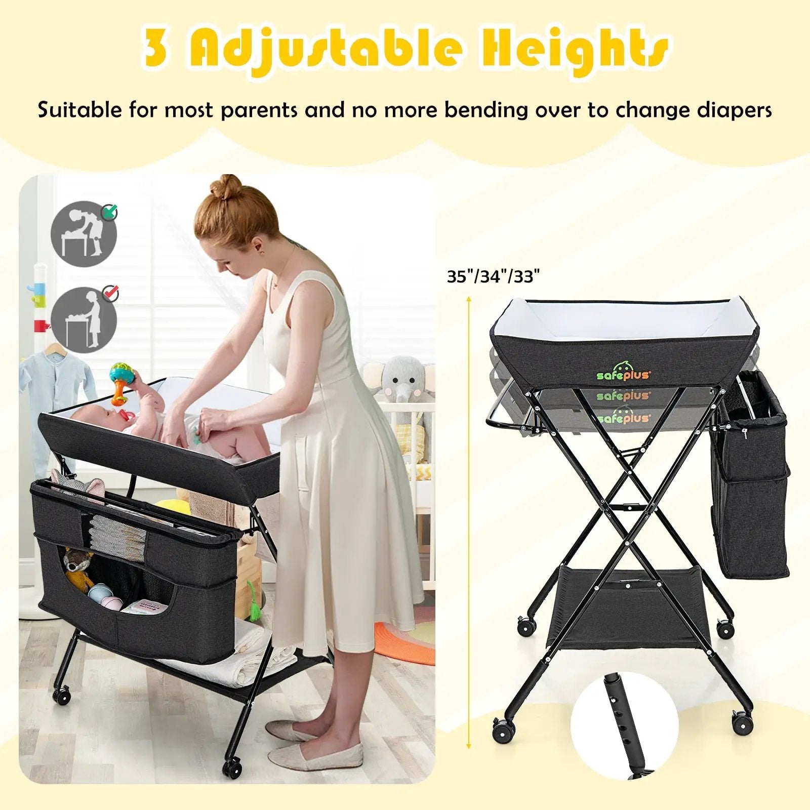 Portable Adjustable Height Newborn Nursery Organizer with by DirectDeals