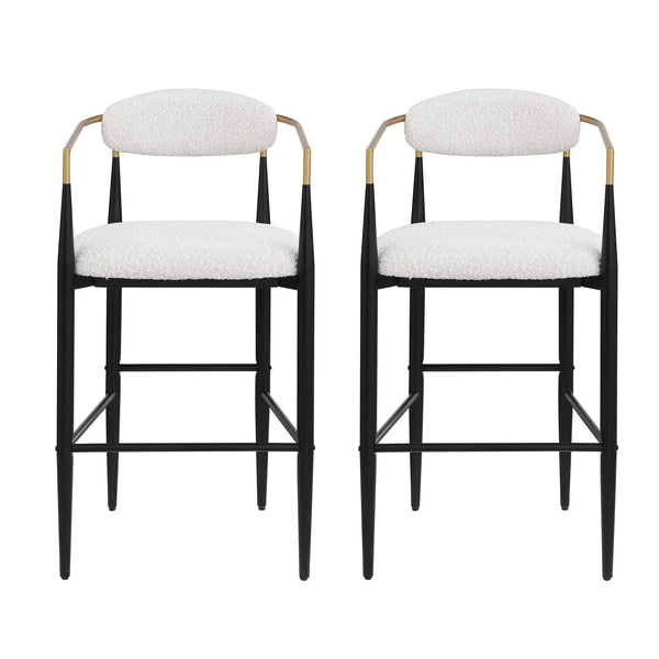Upholstered Bar Stools With Backs for Kitchen Island (Set of 2) - Beige